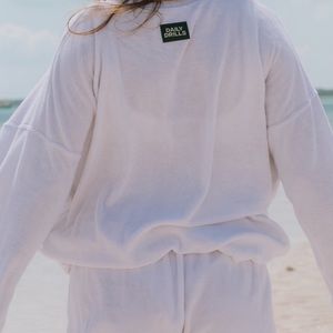 DAILY DRILLS White Terry Sweatshorts